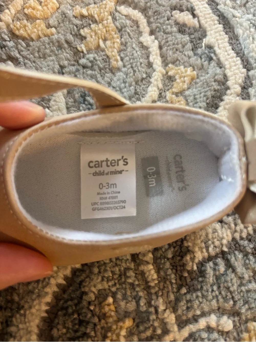 Carter's Baby Girl Tan Glitter Bow Mary Janes